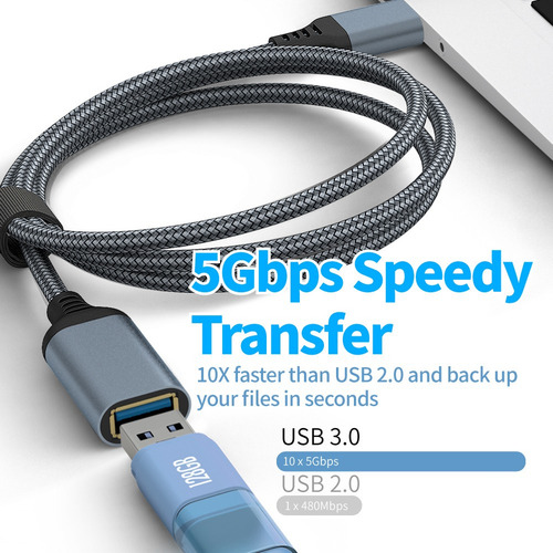 Cable De Datos De Extensión De Carga Usb 3.0 De 0,5 M