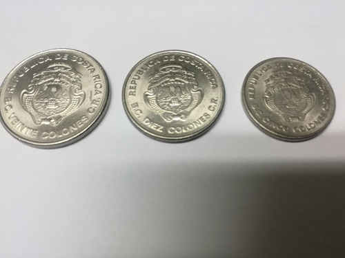 3 Monedas De Costa Rica, Coleccion. Vhcf