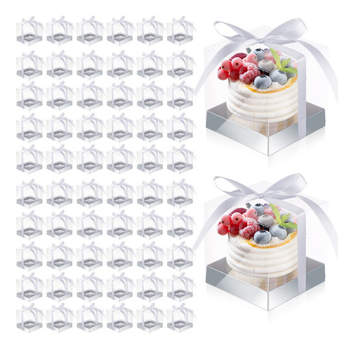 100 Cajas Individuales Transparentes Para Cupcakes De 3.5 Pu