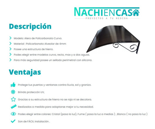 Imagen 5 de 7 de Techo Alero Policarbonato 80 Cm De Ancho Estructura Hierro