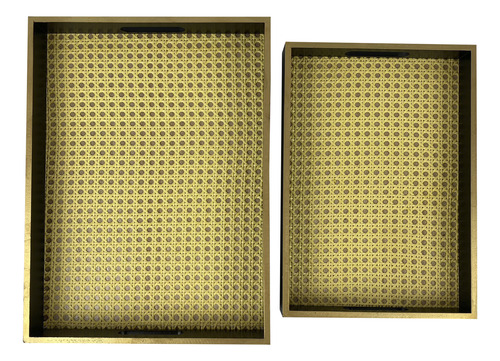 Set Bandejas Rectangulares X2 Mediano Grande Con Asas Servir