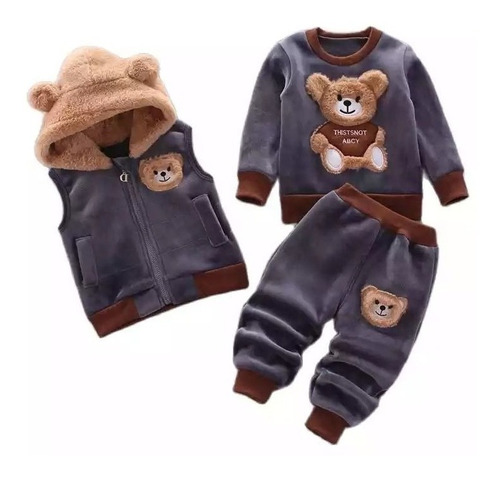 Pijama Para Niños Y Niñas Infantil De Polar Conjunto 3 Pieza