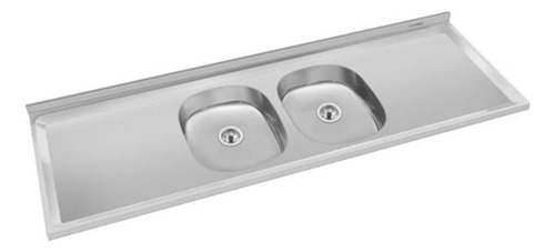 Mesada Doble Bacha Central Acero De 140cm Delos 430