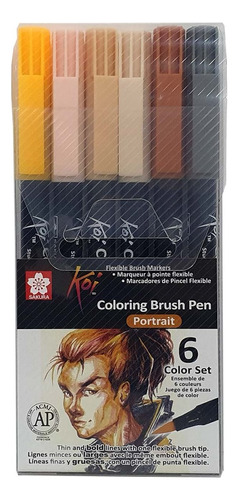 Set Plumones Acuarelables Koi Brush 6 Colores Retrato