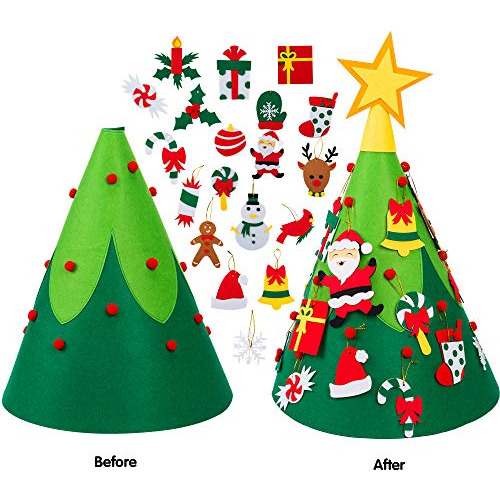 Árbol De Navidad De Fieltro Pared 3d Adornos Colgantes...