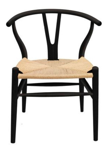 Silla Wishbone Madera Cuerda Natural By Promobel Color De La Estructura De La Silla Negro