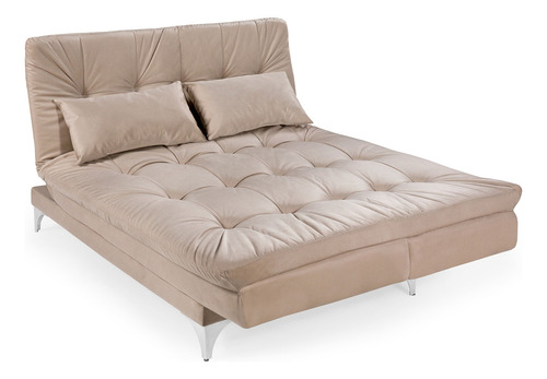Sofá Cama 3 Lugares Veludo Liso Versátil Império Gwt