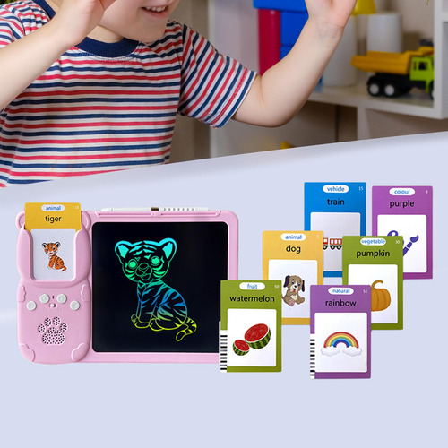Falando Cartões Flash Escrita Tablet Rosa Com 112 Cartas