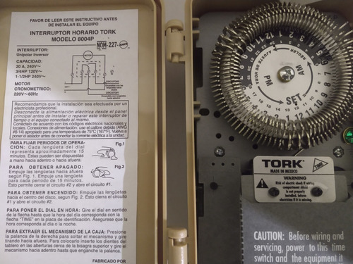 Interruptor De Horario Tork Mod.8004p-20a,240v~ 3/4hp-120v