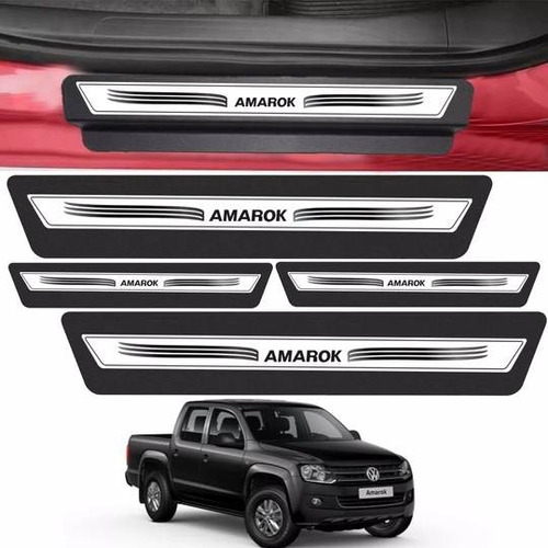 Kit 8 Peças Adesivo Soleira Porta Amarok 2010 Á 2018 - Prata