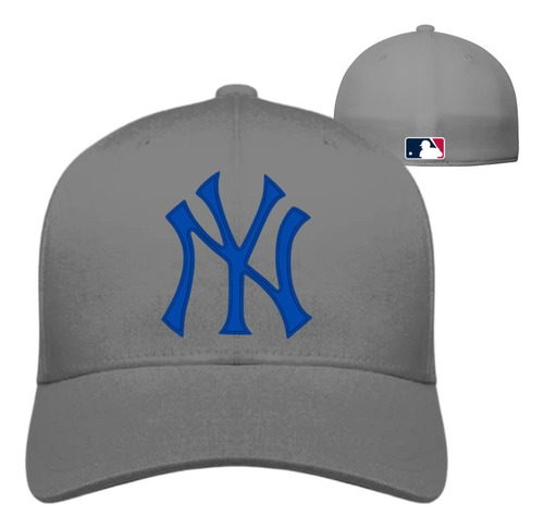 Gorra Nueva York Beisbol Cerrada Gris Logo Terciopelo Azl