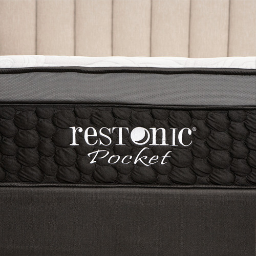 Box Spring Americana Restonic black pocket Individual de 190cmx100cm blanco con gris