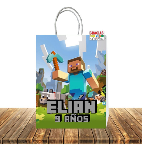 Bolsas Personalizadas  Minecraft 10 Uns. #d1 + Etiqueta