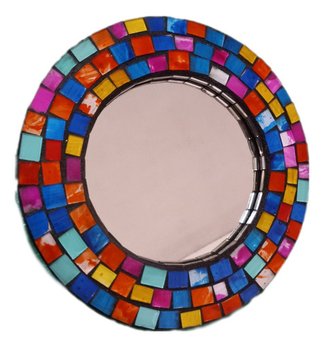 Set De Espejos Multicolor Vitromosaico Artesanía Mexicana