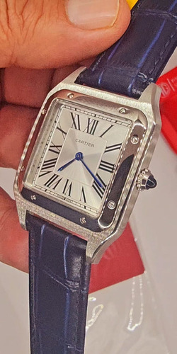 Reloj Compatible Con Santos Dumont Cartieri Caballero 32mm Azul Plateado Blanco (Usado)
