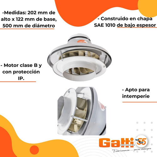 Imagen 7 de 10 de Extractor De Aire Parrillero 25 Cm P/ Alta Temperatura Gatti