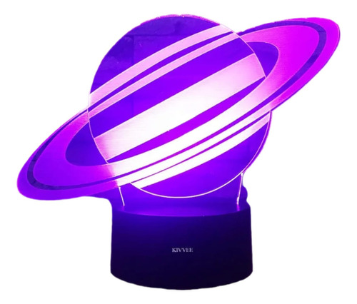 Lampara Ilusion 3d Saturno De 7 Colores
