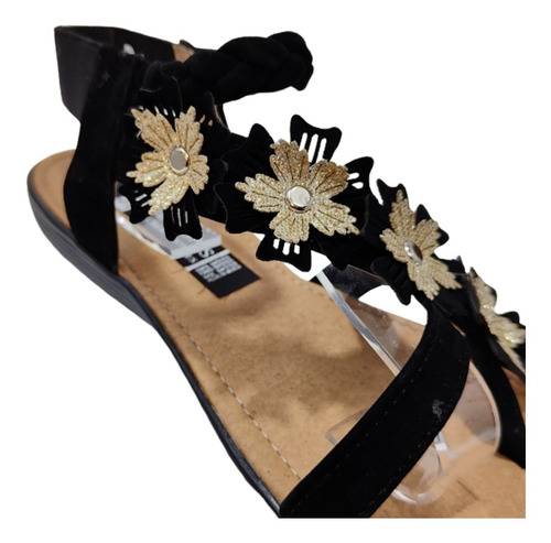 Huarache Sandalia Flores Diagonal Suave Artesanal Dedo
