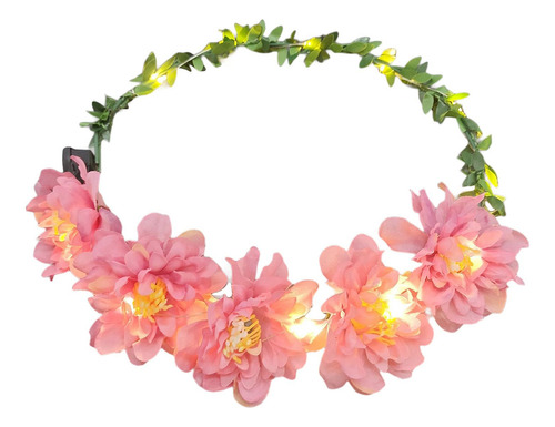 Diadema De Flores, Tocado De Corona Floral, Con Luz