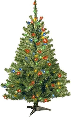 Nacional Arbol 4 Foot Kincaid Spruce Arbol Con 100 Luces De