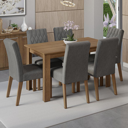 Mesa de comedor de madera con 6 sillas Allegro Madesa Rs, color rústico/plateado