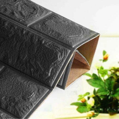 Painel 3d Tijolo Branco Aprova De Água 77x70 Cor Preto