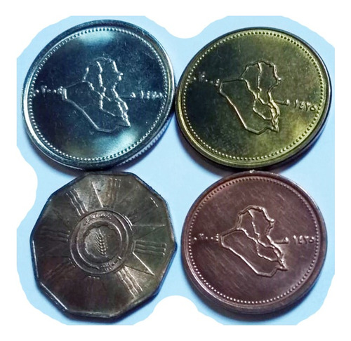 4 Monedas Irak S/c-billete Estampilla Medalla Lote Set Ficha
