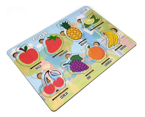 Jogo Educativo Brinquedo Tabuleiro Frutas Madeira Mdf