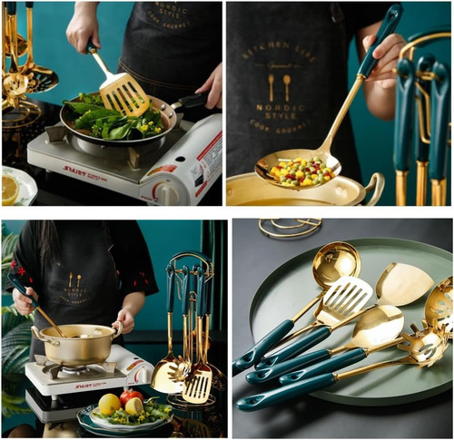 Utensilios De Cocina Inoxidable 7 Piezas Con Mango Cerámica