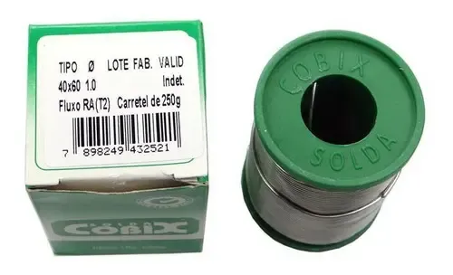 サンコバ Solda Estanho 40x60 (snxpb) 1.0mm C/ Fluxo 250g - Cobix | MercadoLivre