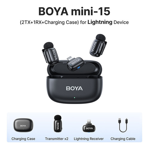 Microfone Sem Fio Boya Boyamini-15 Lapela iPhone Preto