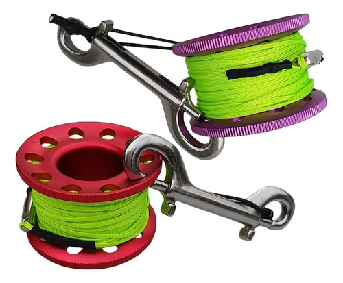 2pcs Carrete De De Buceo Con Clips De Doble Extremo 15 M