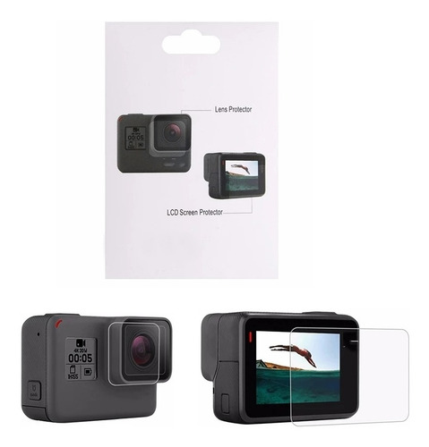 2 Película Proteção Lente E Tela Lcd Gopro Hero 5 6 Black