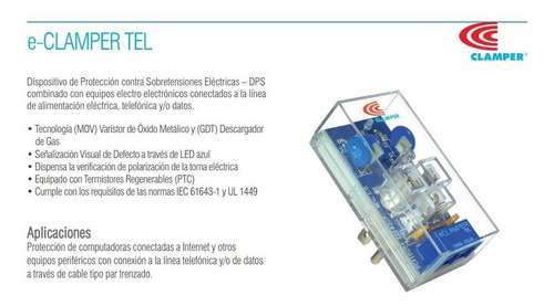 Imagen 7 de 10 de Protector Contra Rayos Eléctrico Modem Telmex E-clamper