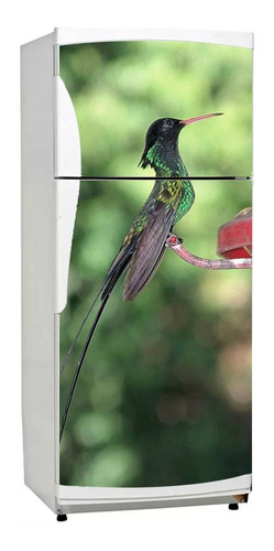 Vinilo Para Heladera Colibri Ave Colores Tropical Pajaro M2