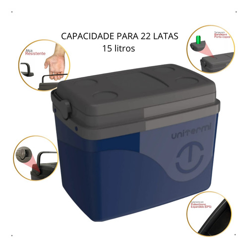 Caixa Cooler Térmico Com Alça Praia Camping Viajem 15 Litro