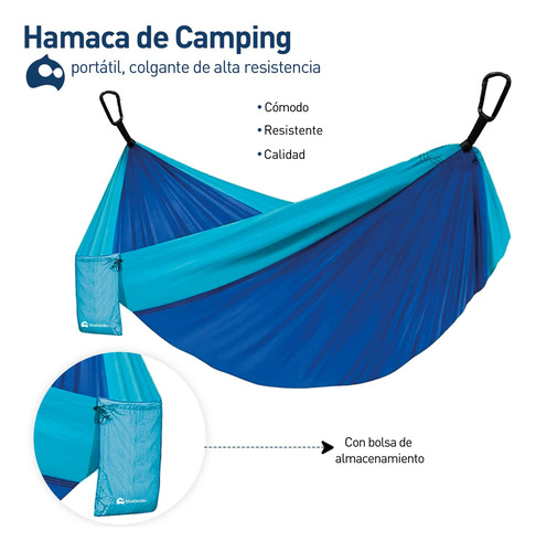 Mayoreo 3 Hamacas Camping Portátil Azul + Kit De Instalación