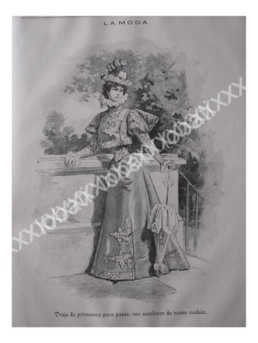 Grabado Antiguo 1897. Modas, Vestido De Primavera. 98