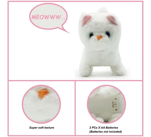 Gatito de peluche que se mueve sale