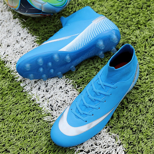 Botas De Fútbol Hombre De Caña Alta Uñas Larga Azul AG Botas De Fútbol Hombre De Caña Alta Uñas Larga Azul AG