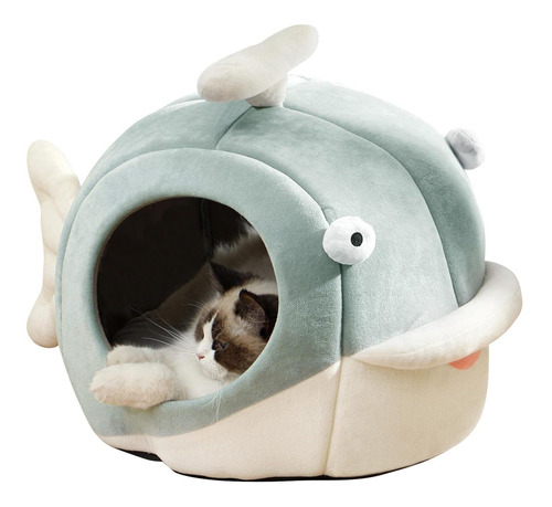 Cama Para Gatos Interior Cueva Pescadito Acolchada Lavable