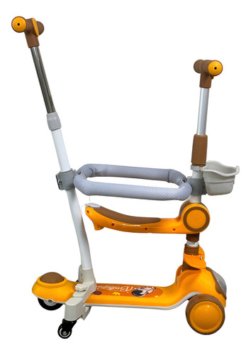 Patinete Infantil 3 Em 1 Com Cesto Luzes Som Amarelo Way