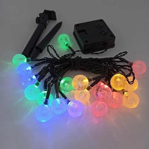 Imagen 2 de 3 de Luces Guirnalda Solar 20 Leds Hielo Flor Estrella Multicolor