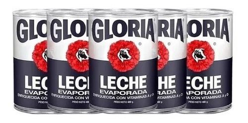 Imagen 2 de 3 de Leche Evaporada Gloria 400g X 5 Und Importado Peru