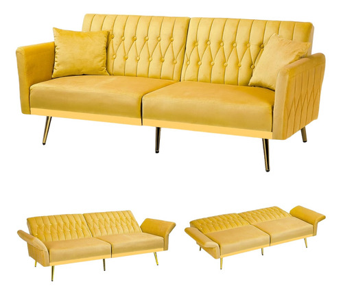 Sofa Cama Terciopelo Biplaza Ajustable Convertible Acmease