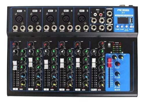 Consola Mixer F7 De 8 Canales Bluetooth Phantom Power Import