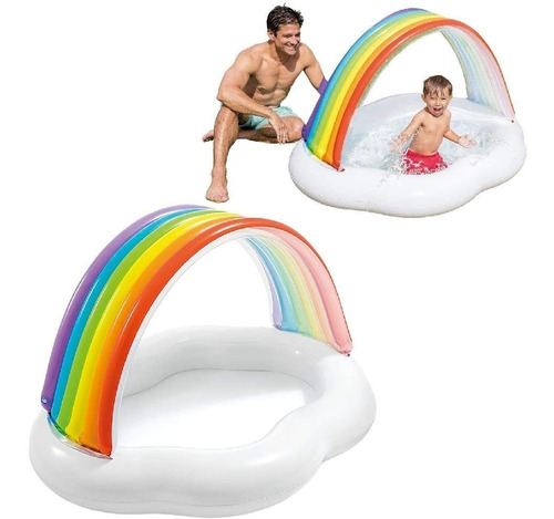 Imagen 3 de 4 de Piscina Inflable Arcoiris 1,42 Mts X 1,19 Mts X 84 Cmts