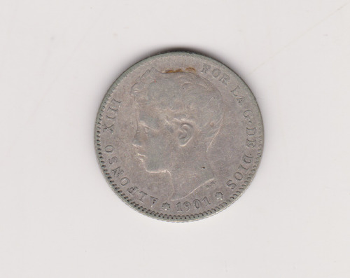 Moneda España 1 Peseta 1901 Plata Muy Buena +