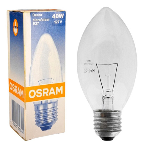 Lampada Vela Lisa Osram Clara 40wx127v.