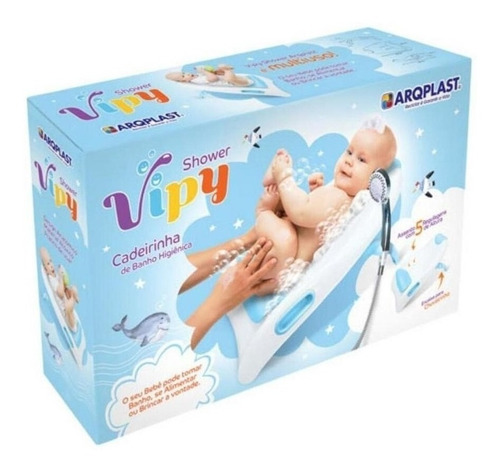 Imagem 5 de 5 de Cadeirinha De Banho Do Bebe Higienica Assento Regulavel Azul